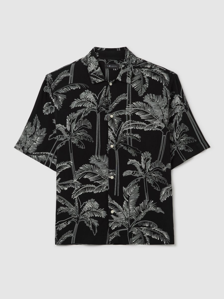 Short sleeve viscose palm print shirt_4