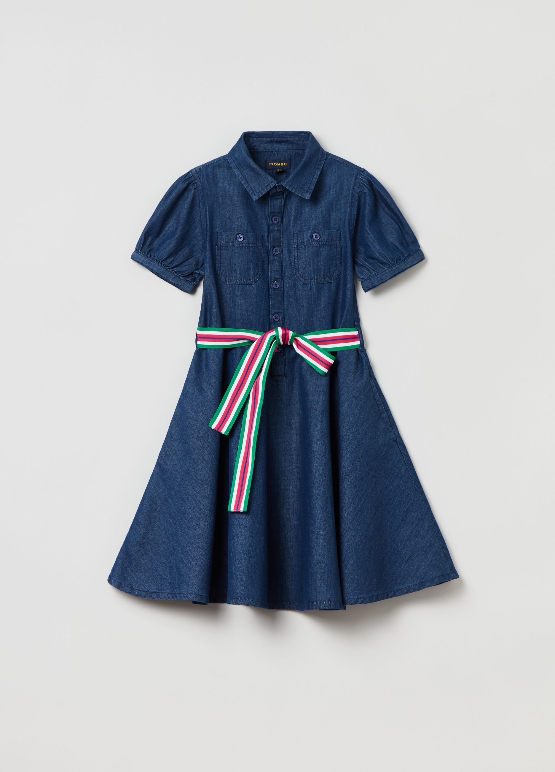 Shirt dress with belt