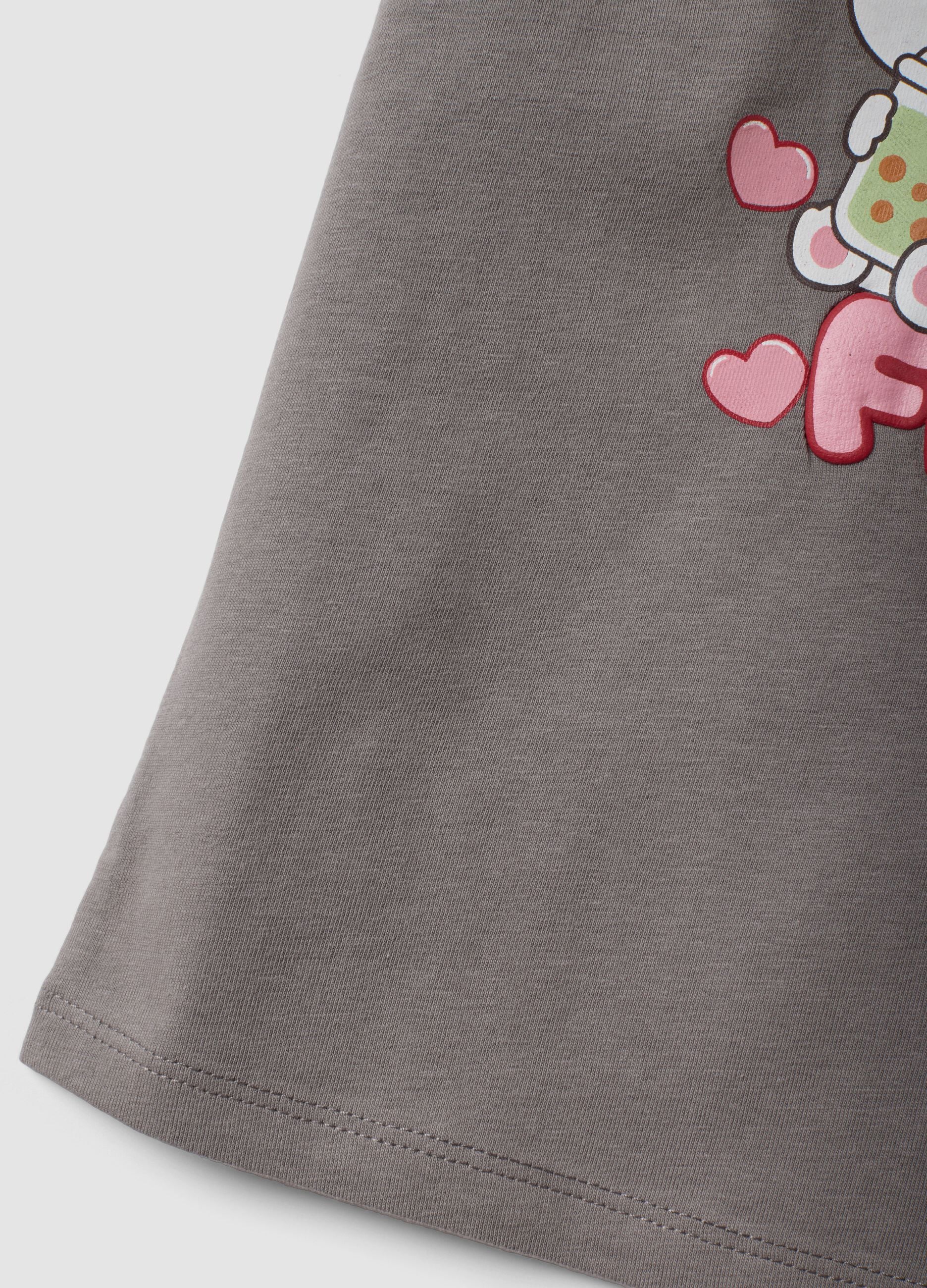 Girls&rsquo; grey stretch cotton T-shirt with capybara print