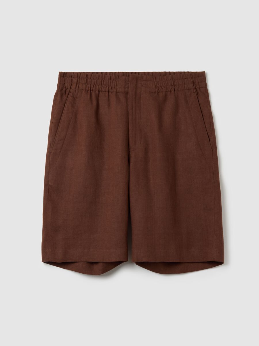 Linen Bermuda shorts with internal drawstring_4