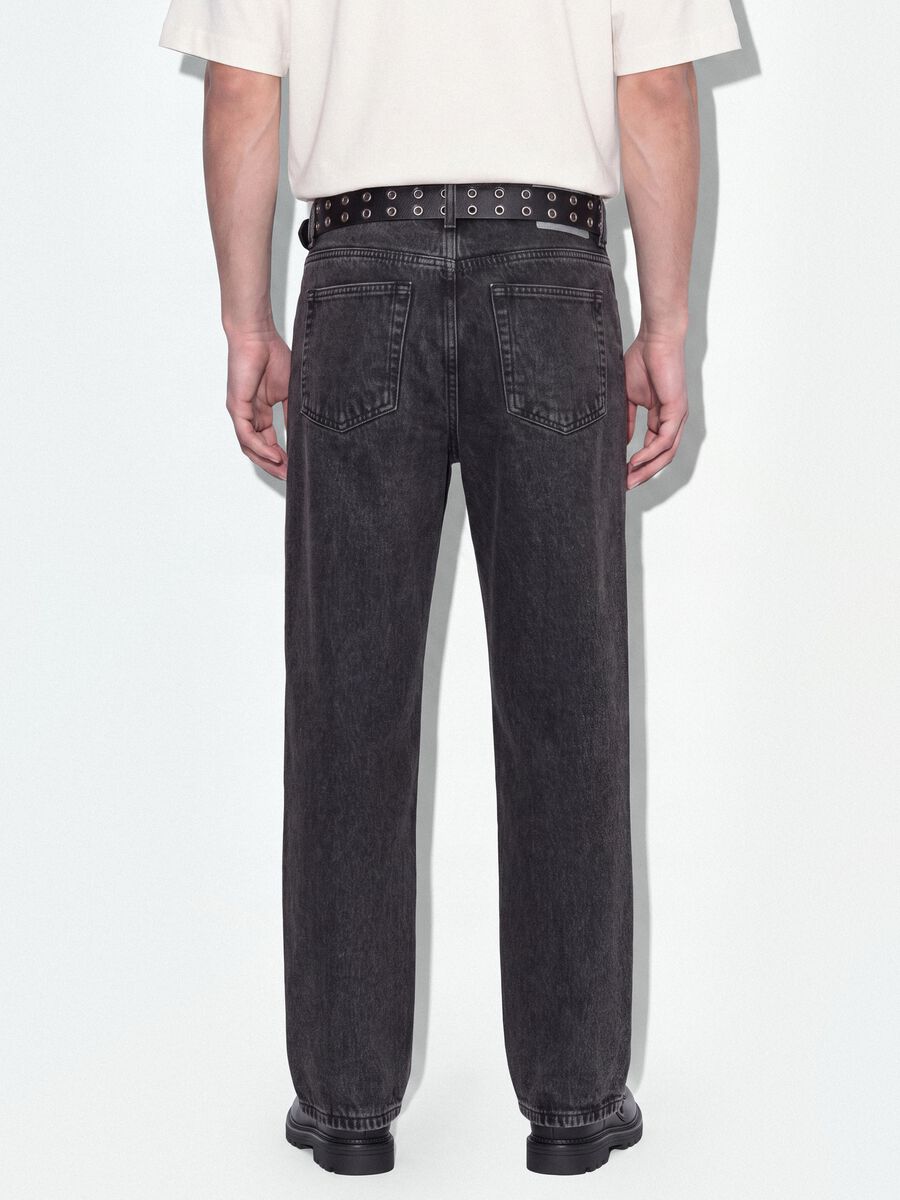 Grey denim flare-fit jeans in pure cotton_2