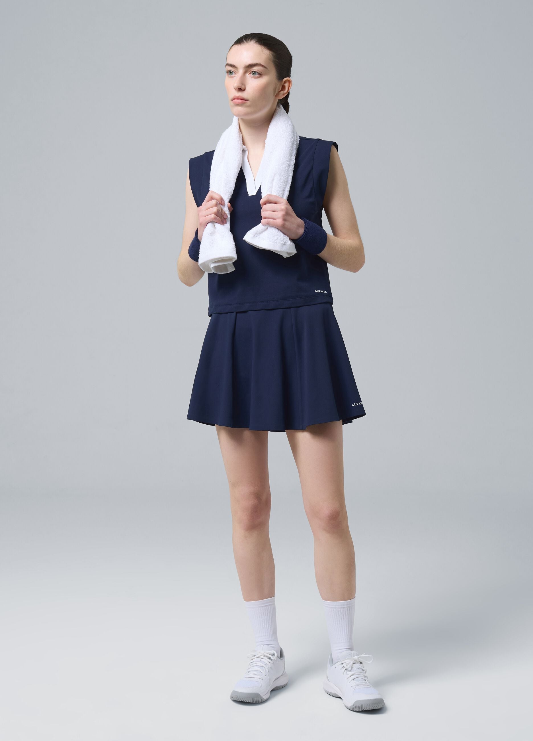 Gonna sportiva blu in tessuto tecnico elasticizzato con shorts integrati ALTAVIA COURT