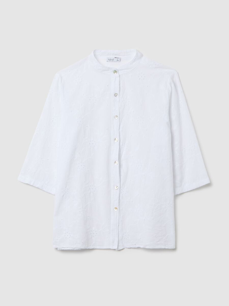 Women's White Pure Cotton Regular Fit Shirt_4