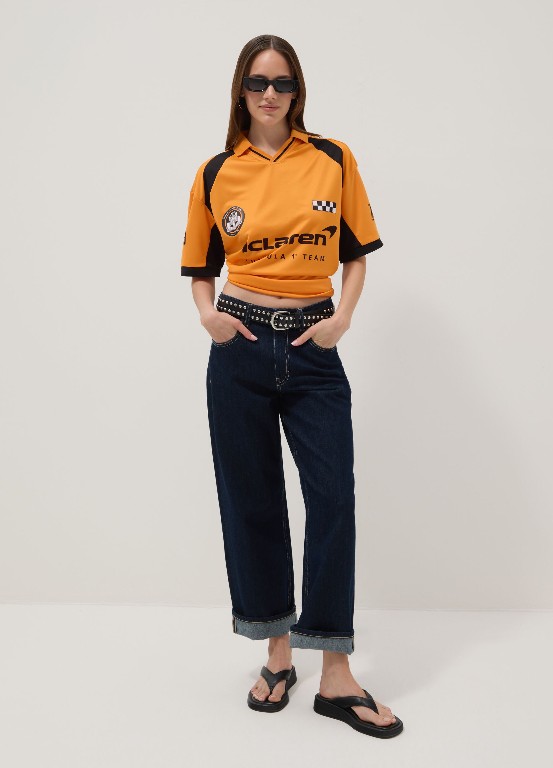 Orange short-sleeve polo shirt, regular fit