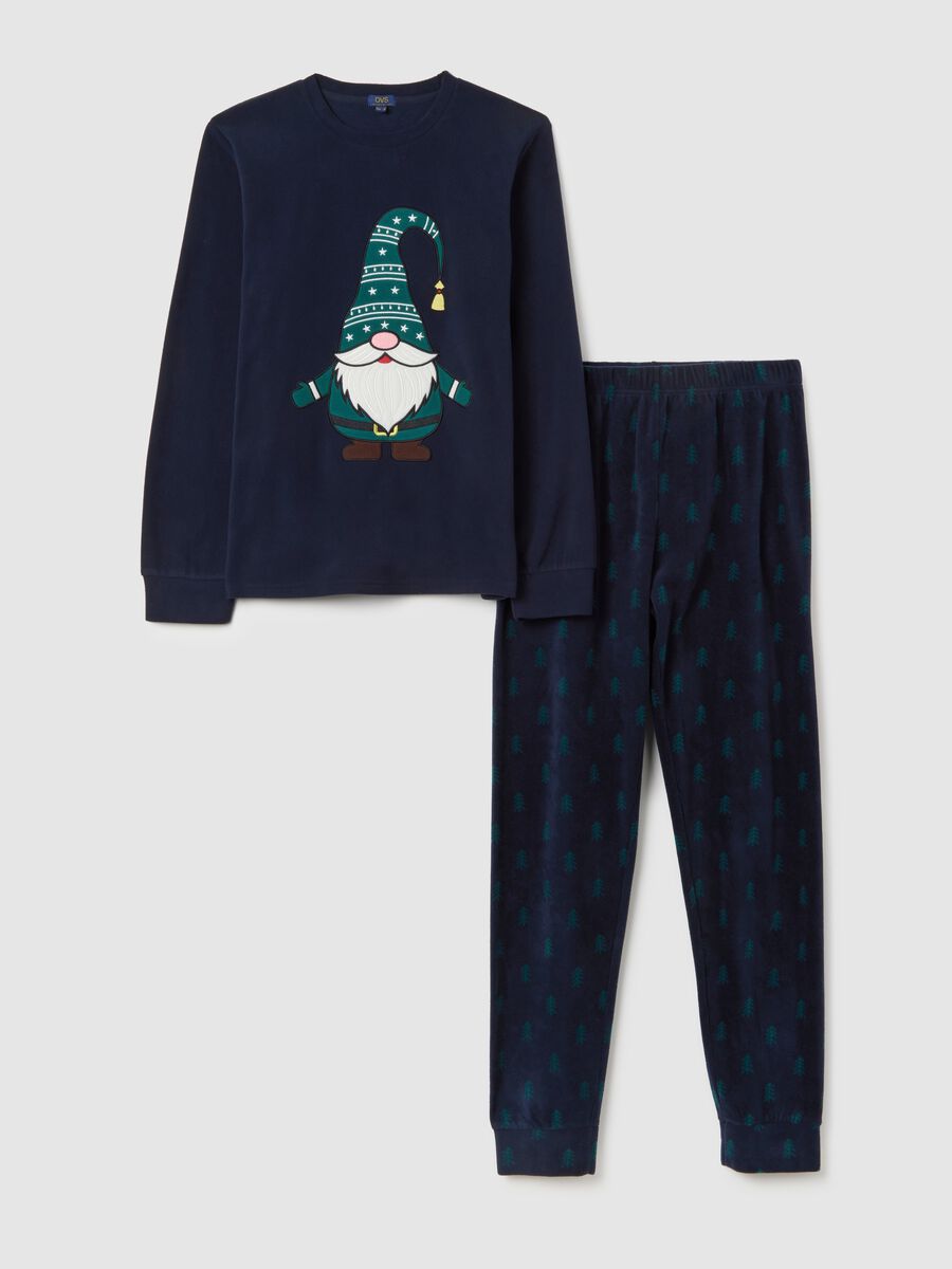 Blue Regular Fit Long Pyjamas with Christmas Motifs_4