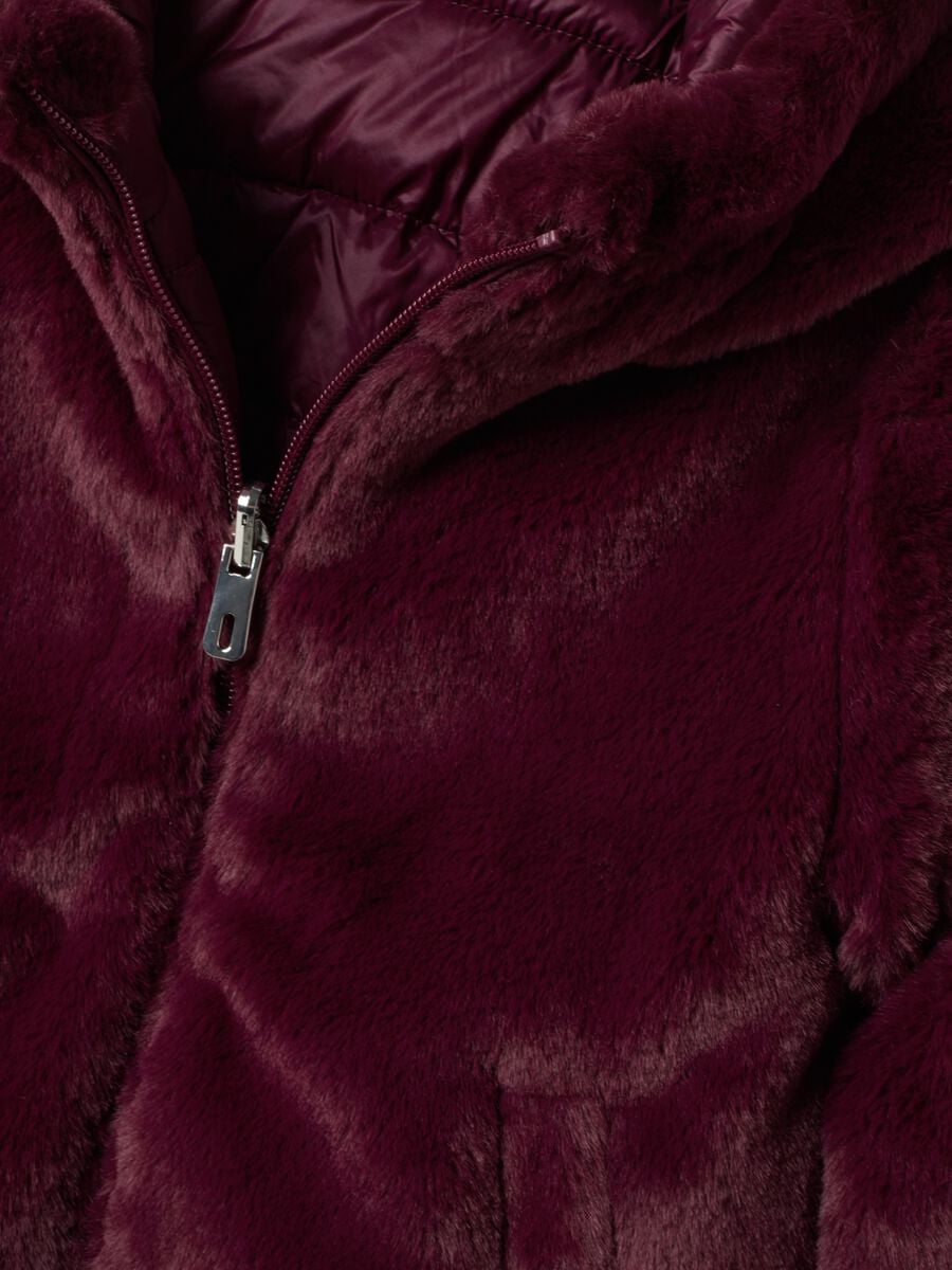 Plum purple padded jacket with hood and zip_2