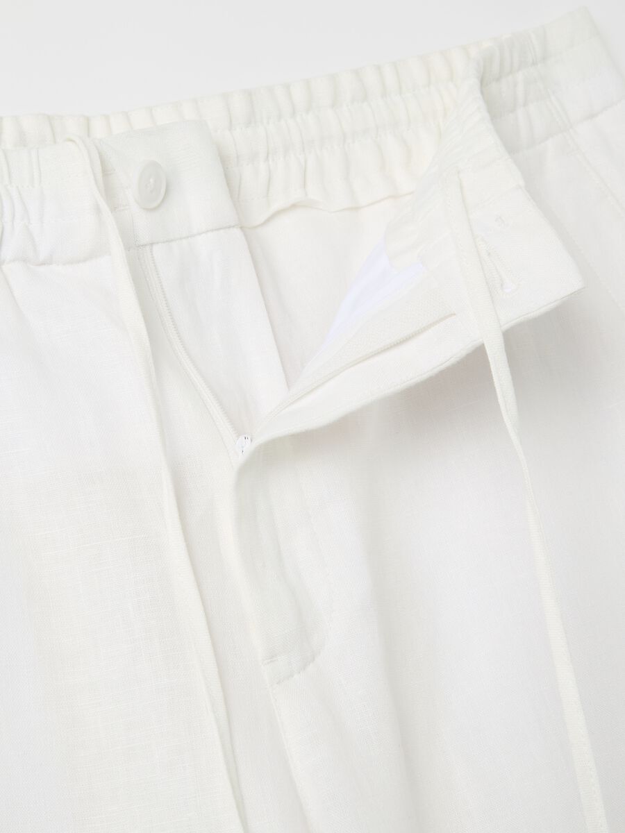 Linen Bermuda shorts with internal drawstring_5