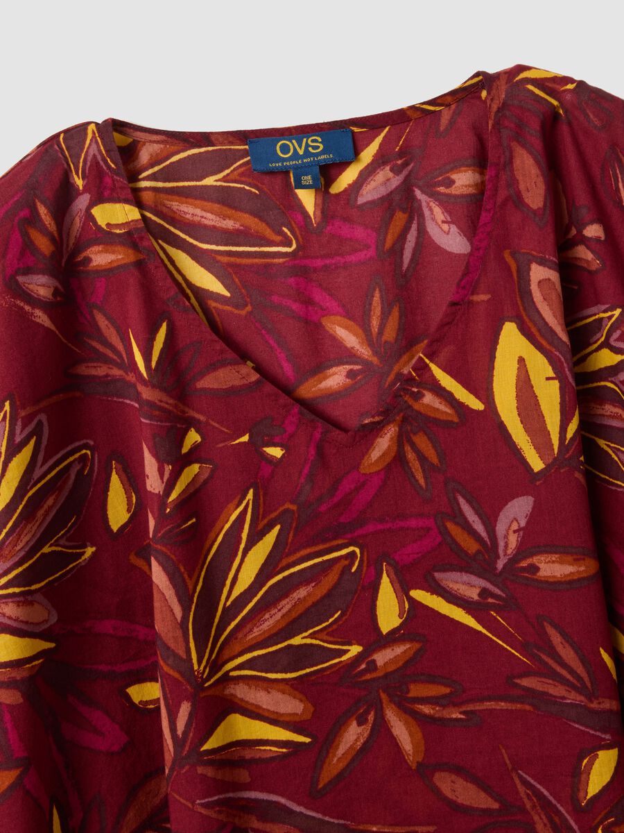 Copricostume in puro cotone multicolor con motivo floreale_5