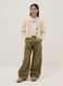Girls' pure cotton green cargo trousers with parachute fit_0