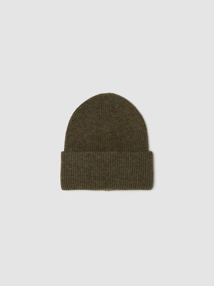 Khaki Brown Stretch-Fabric Beanie_0