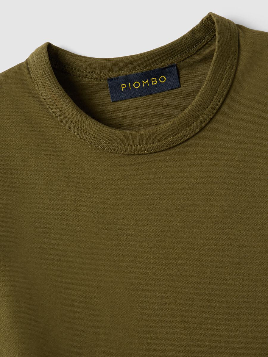 T-shirt girocollo in puro cotone verde regular fit_5