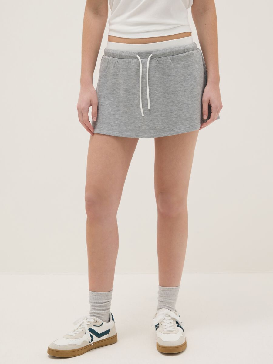 Grey regular fit miniskirt with elasticated waist_1