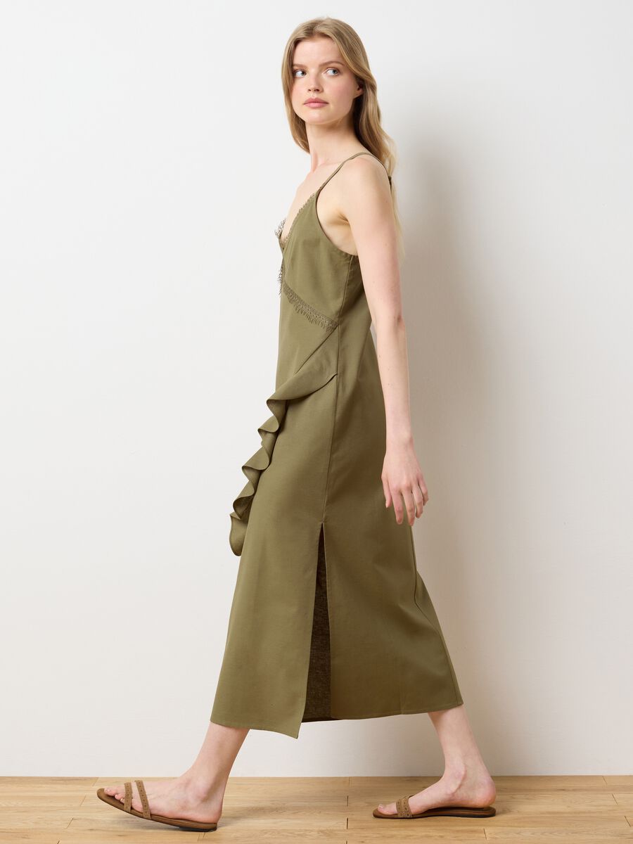 Women's Green Cotton Midi Dress - Loose Fit_2