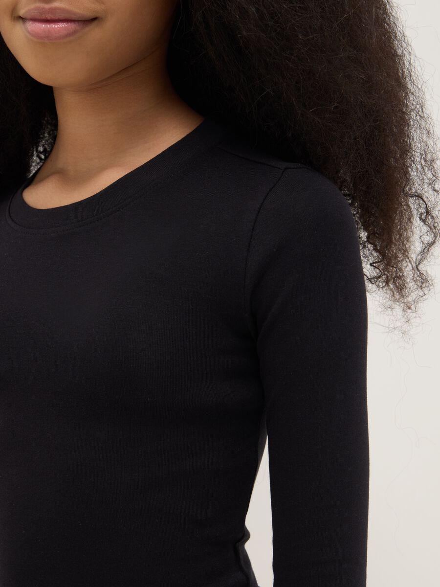 T-shirt in cotone elasticizzato nera da ragazza slim fit_2