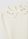 Girls' white cotton blend regular fit top with textured collar_2