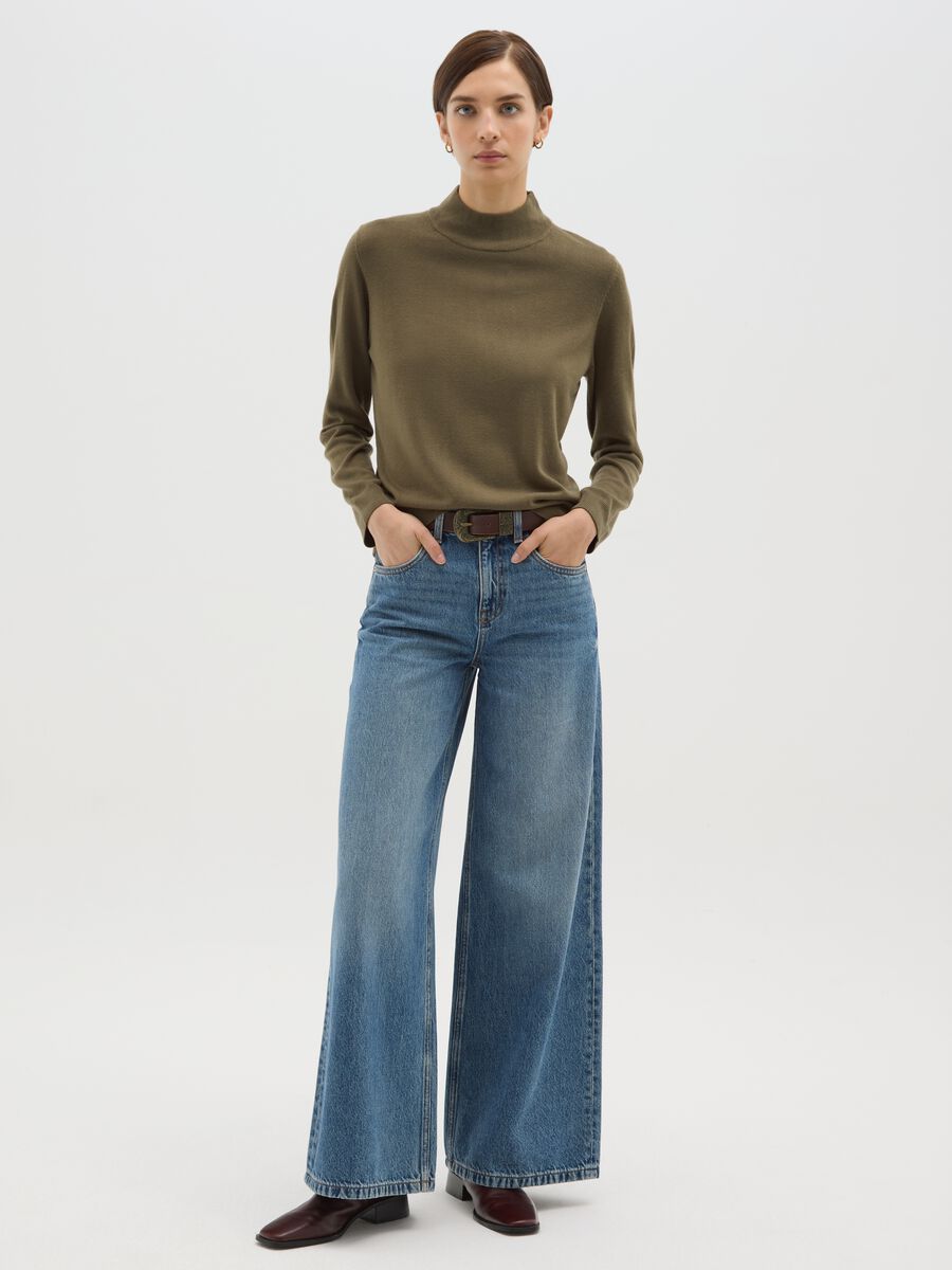 Pullover a collo alto verde regular fit_1