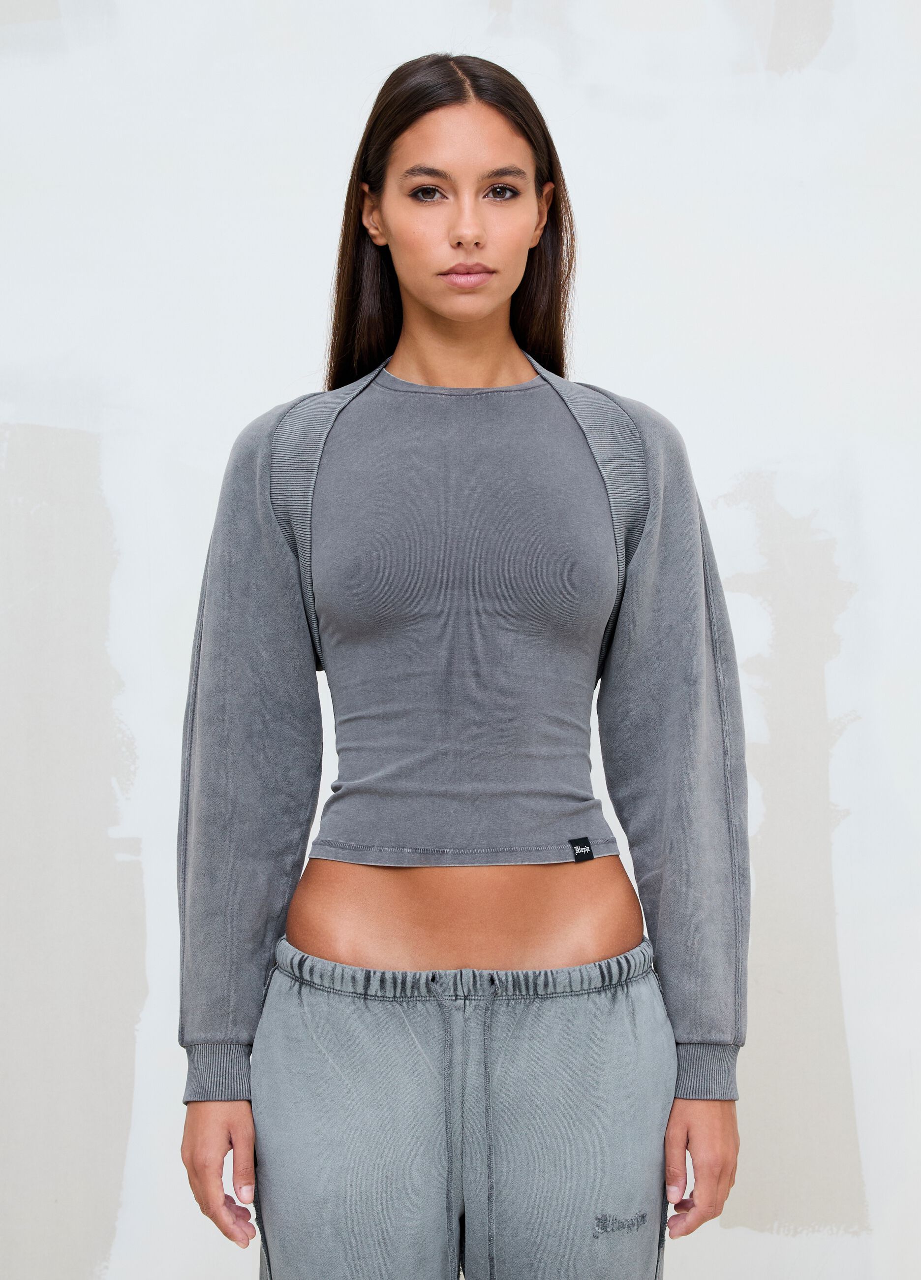 Grey Cropped Shrug Sweatshirt