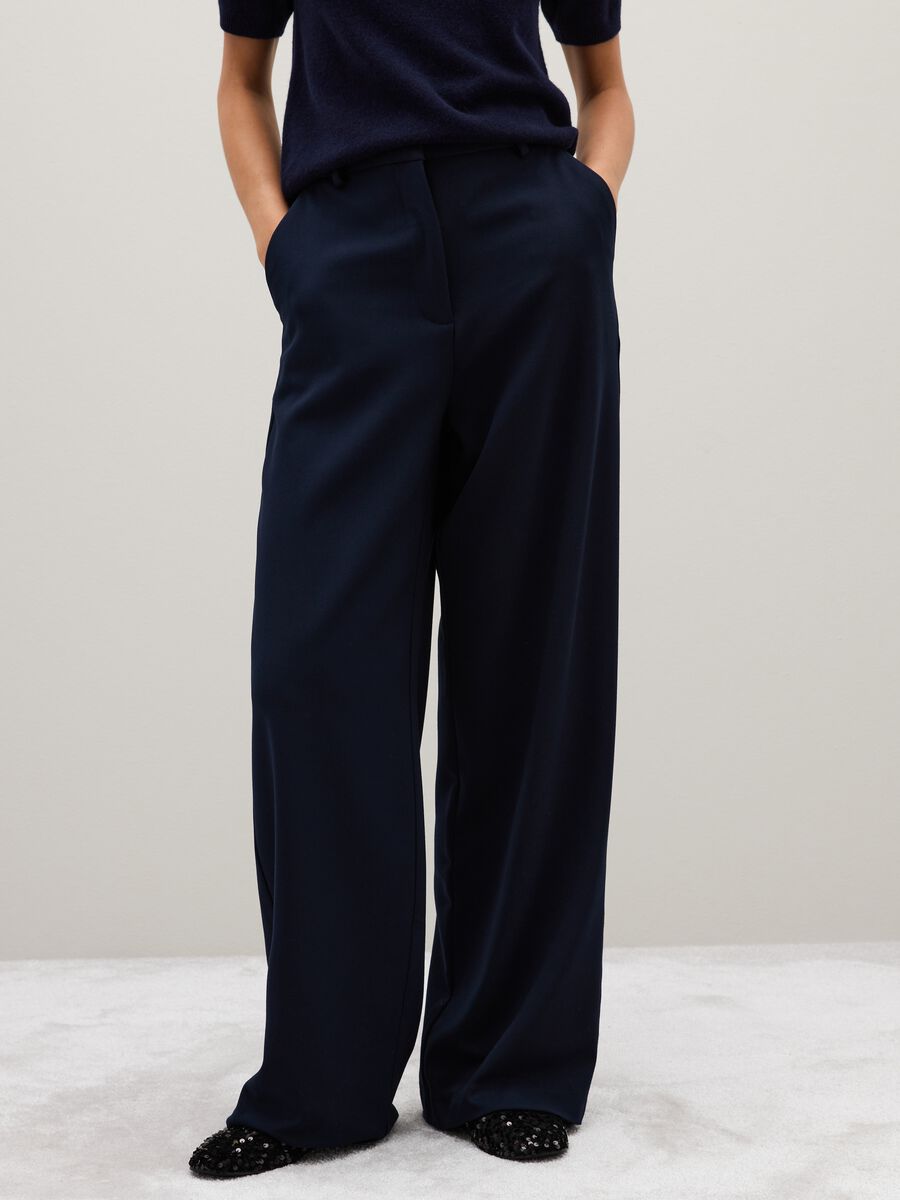 Stretch Blue Flare Trousers_1