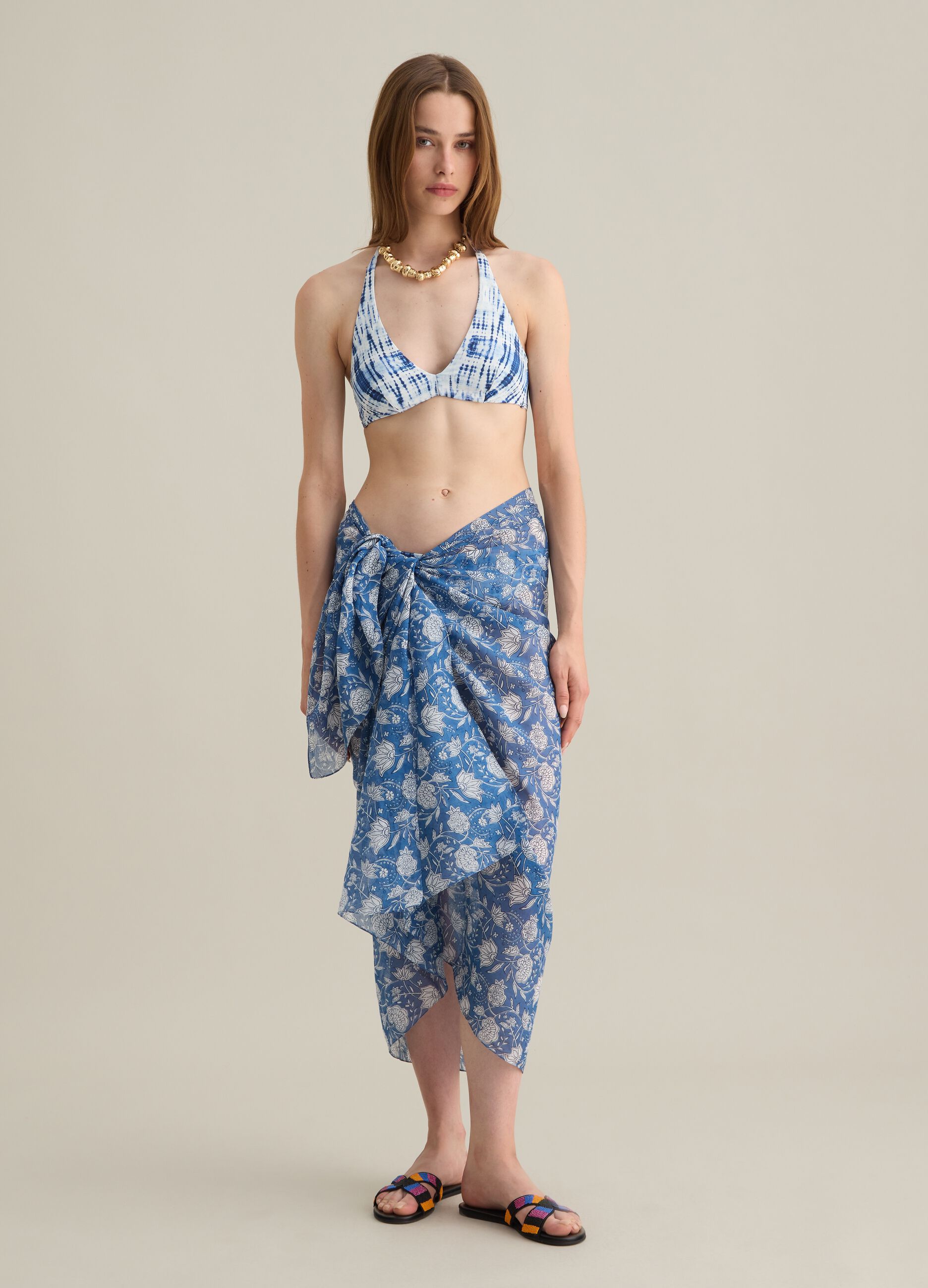 Women's Multicolour Stretch Blend Bikini Top