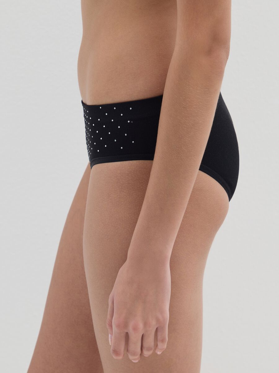 Black stretch fabric briefs with small details_3