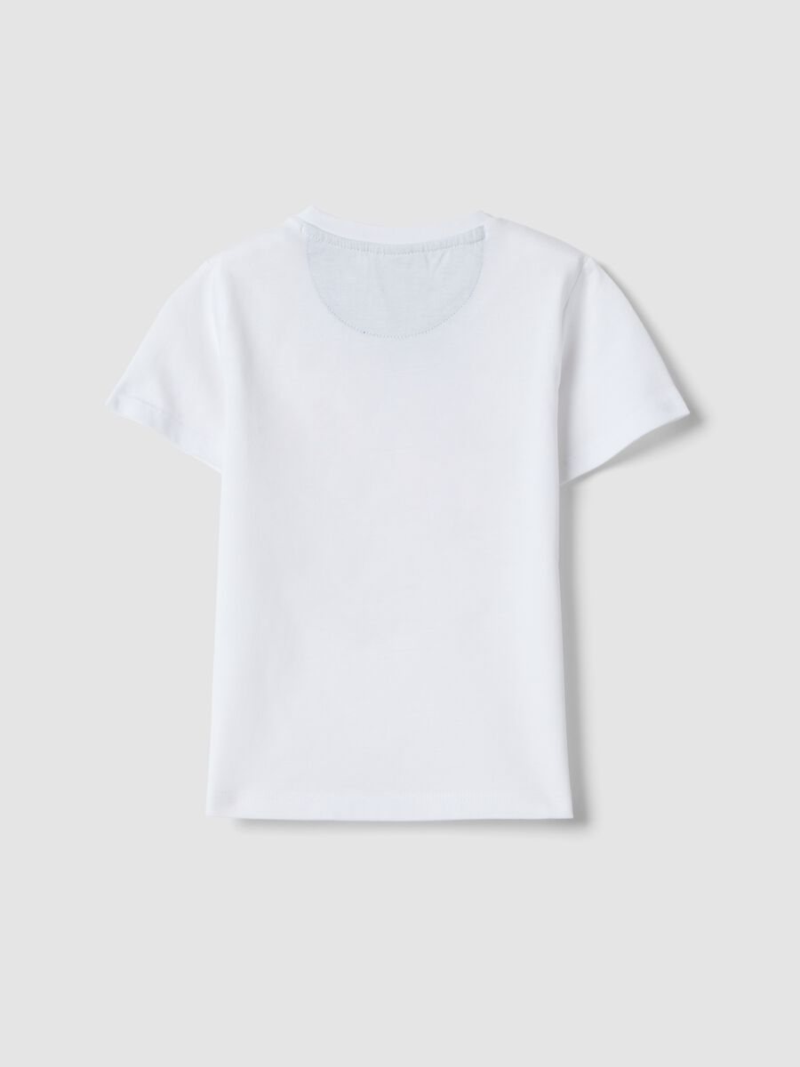White pure cotton T-shirt for baby boy with print_1