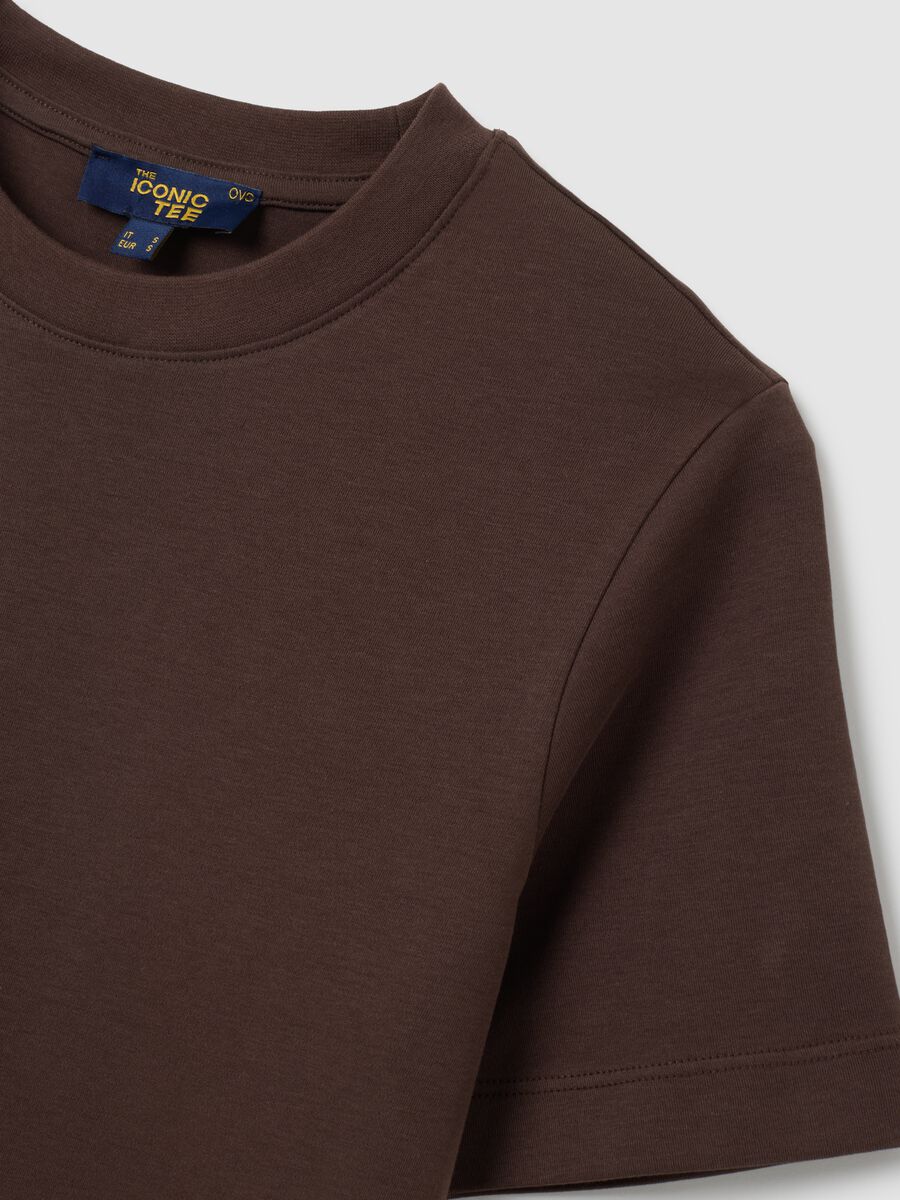 T-shirt in puro cotone marrone regular fit_5