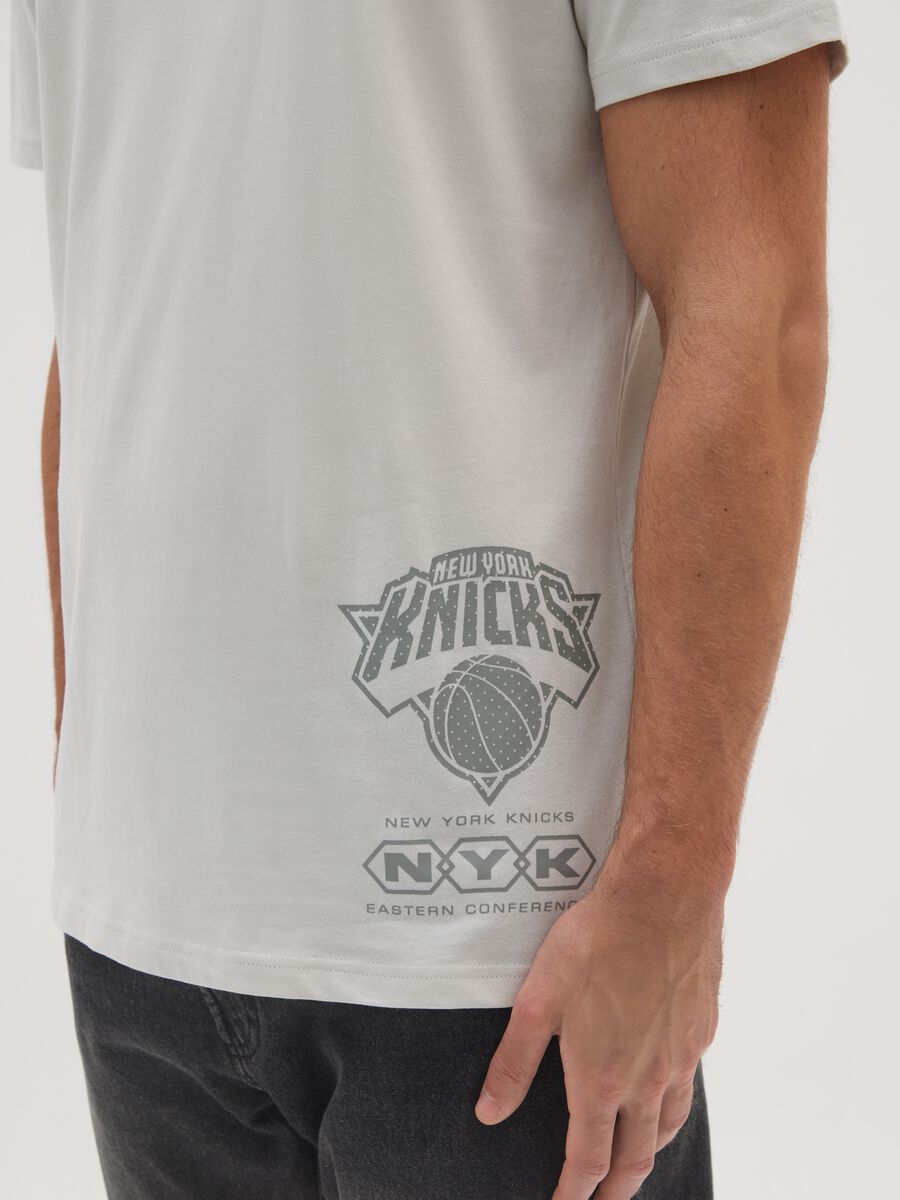 Grey pure cotton T-shirt with Knicks logo_3