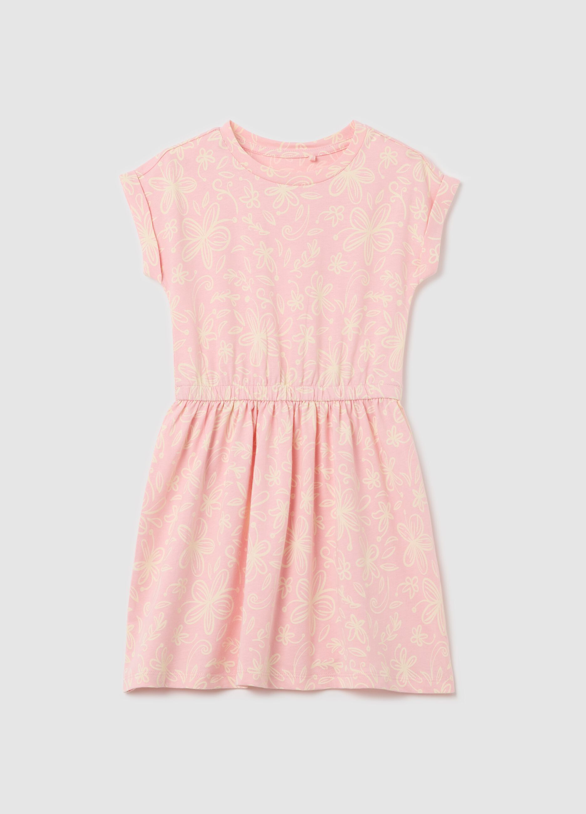 Abito senza maniche rosa con motivi floreali