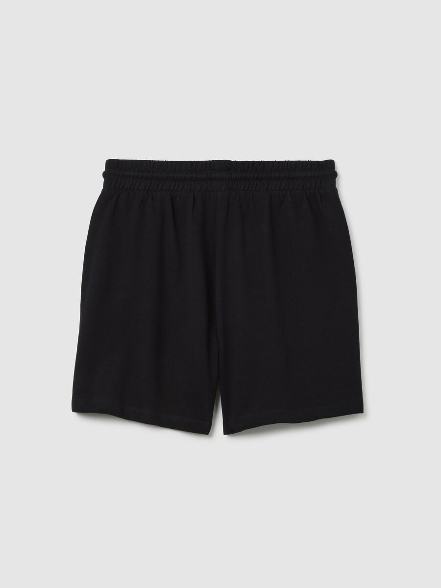 Pantaloncini da ragazze in puro cotone nero regular fit_4