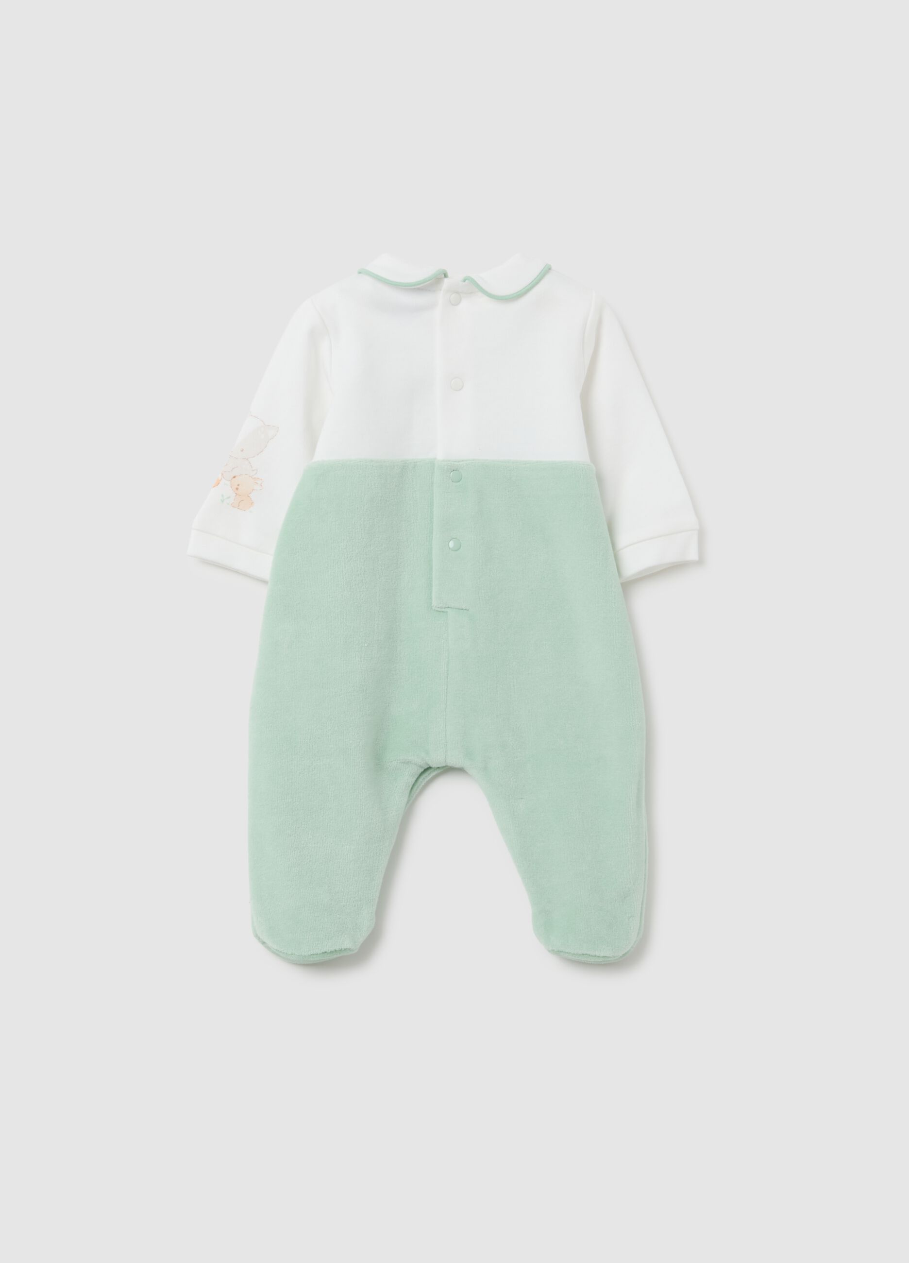 Green Cotton Blend Baby Romper
