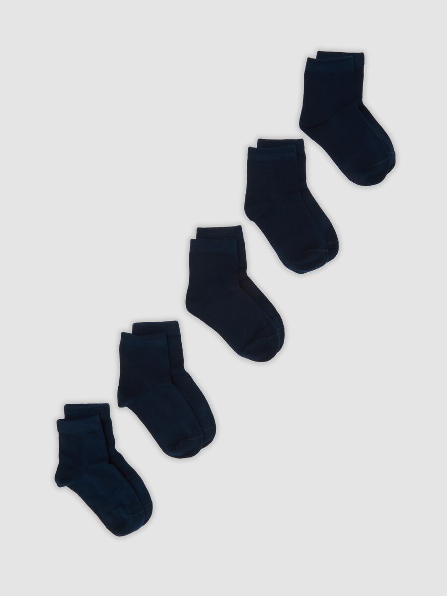 Multipack di cinque calze corte blu in cotone organico elasticizzato_0