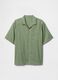 Short-sleeved green shirt in linen and cotton_3