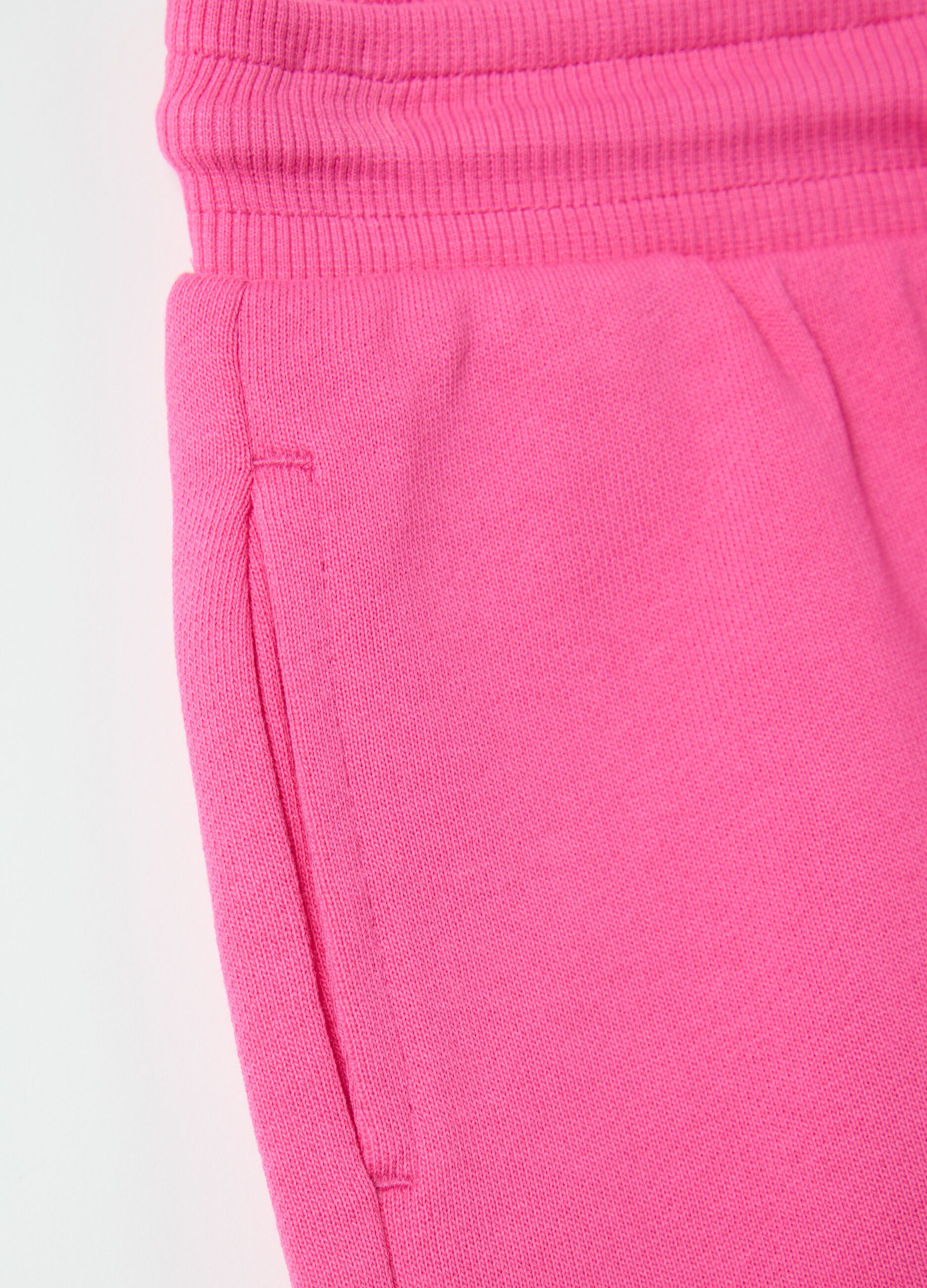 Pink French terry shorts with drawstring