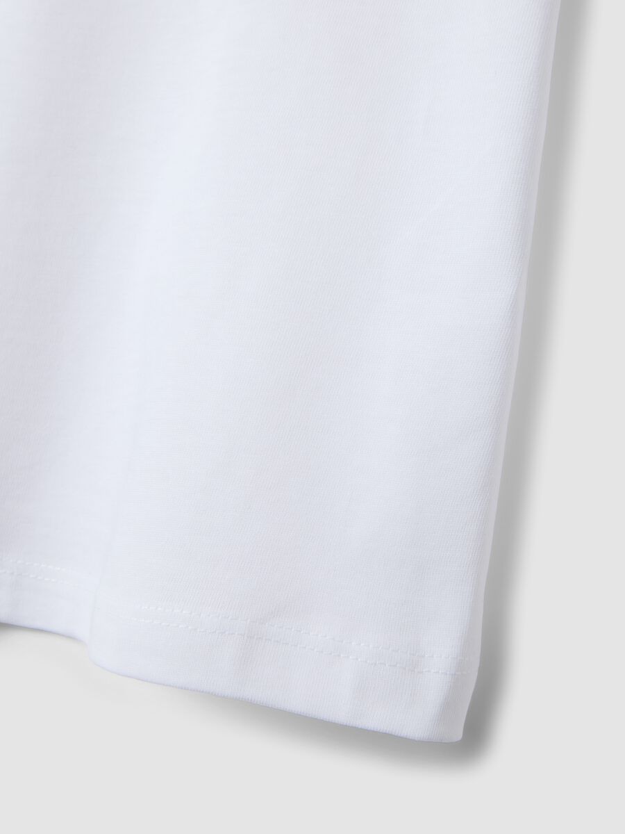 White short-sleeve pure cotton T-shirt for girls_3