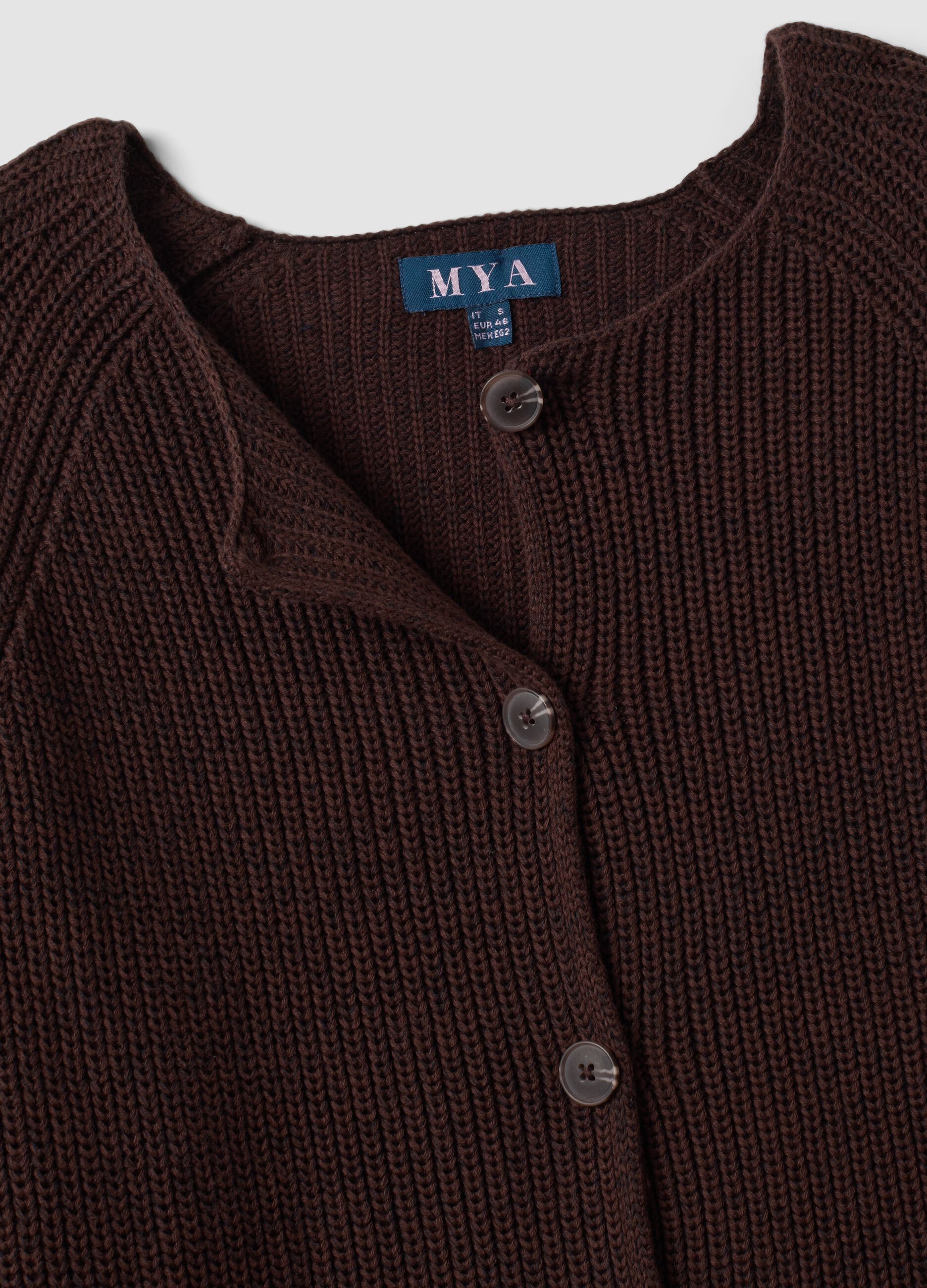 Cardigan multicolor in puro cotone con girocollo regular fit