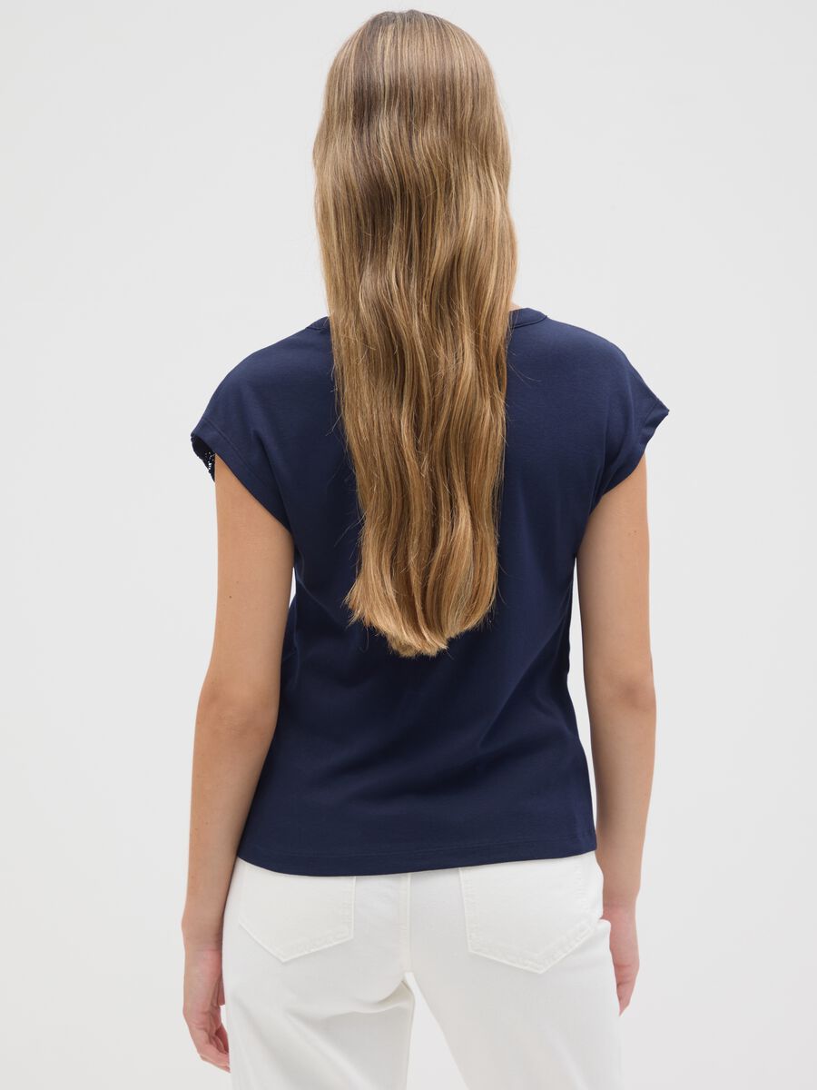 Women's regular fit blue pure cotton t-shirt_2