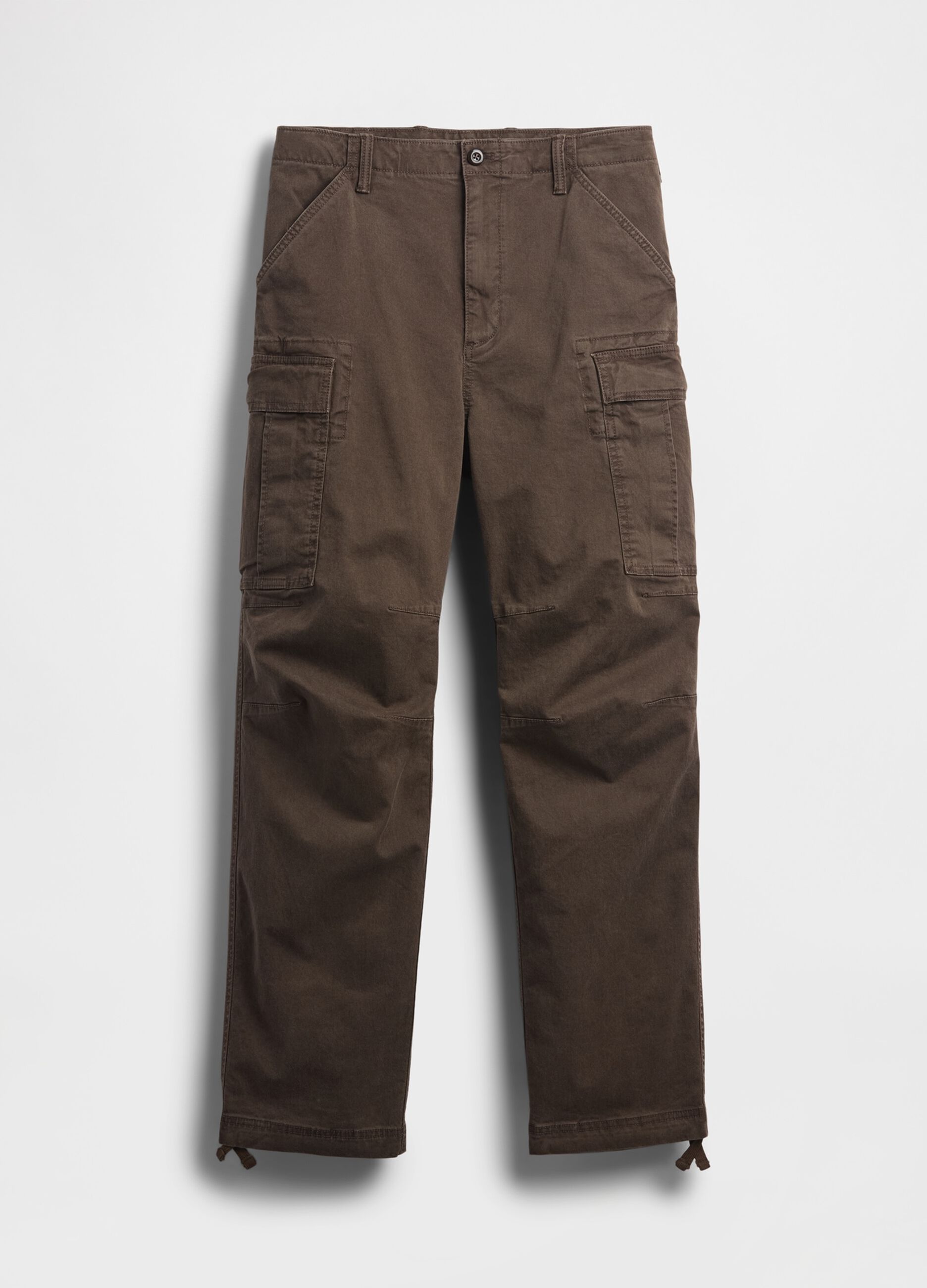 Brown Stretch Cotton Cargo Trousers