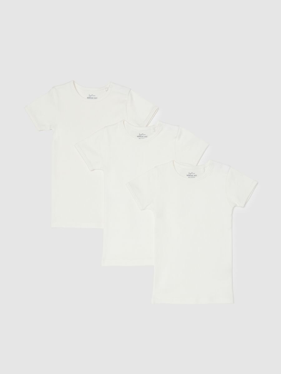 Tripack t-shirt da neonato in puro cotone bianche regular fit_0