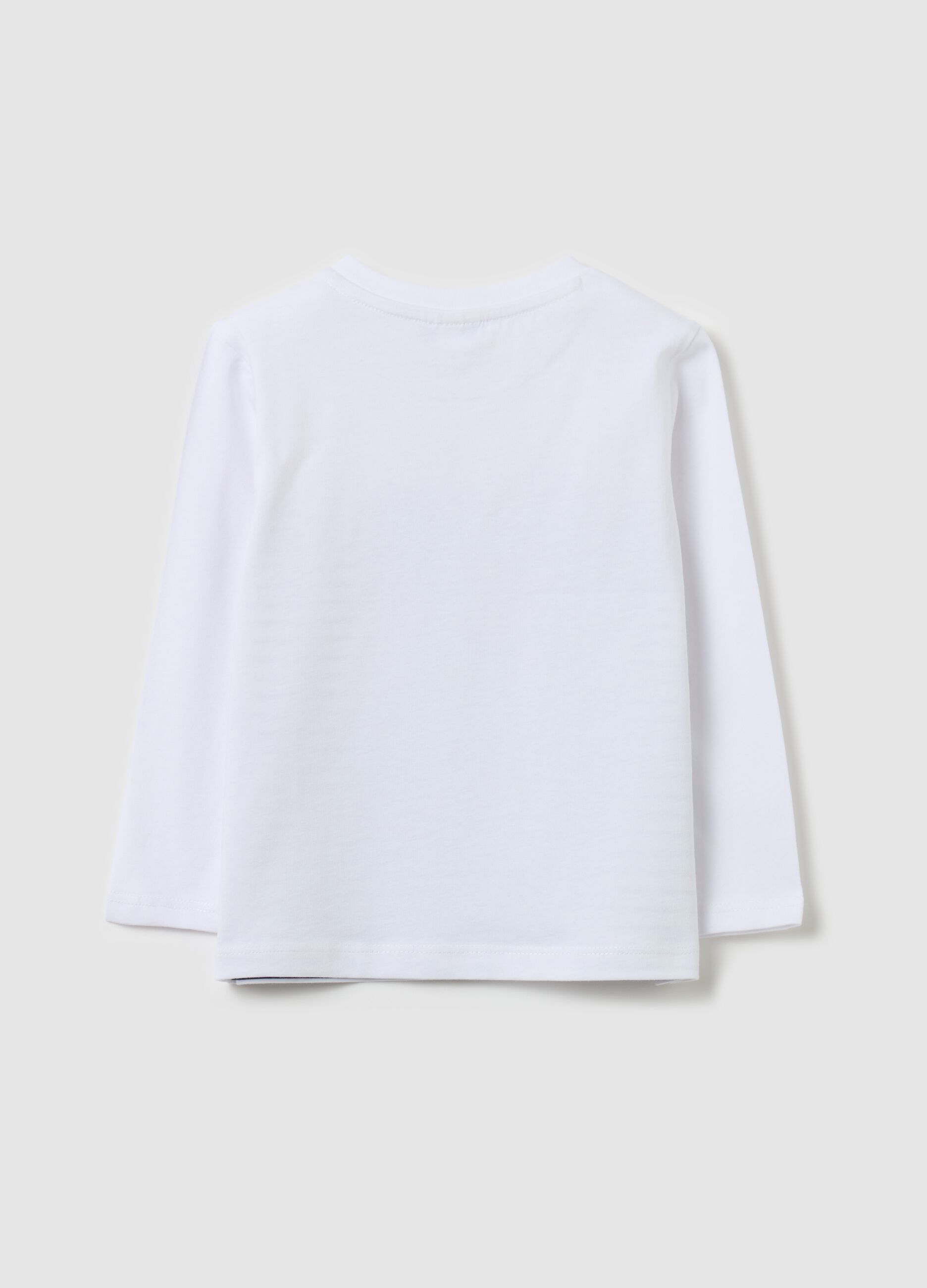 Cotton T-shirt with print and long sleeves
