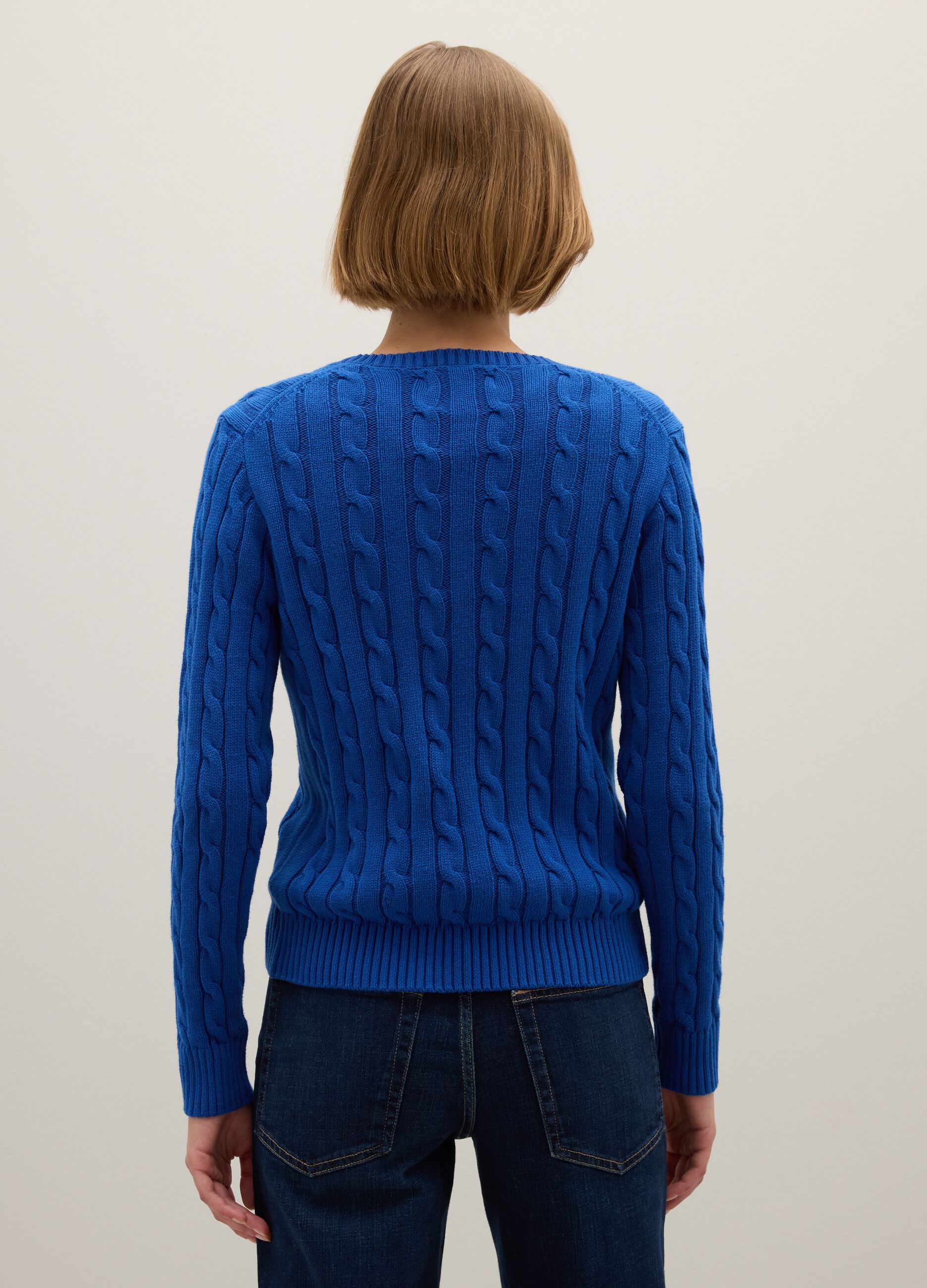 Maglione in puro cotone blu regular fit