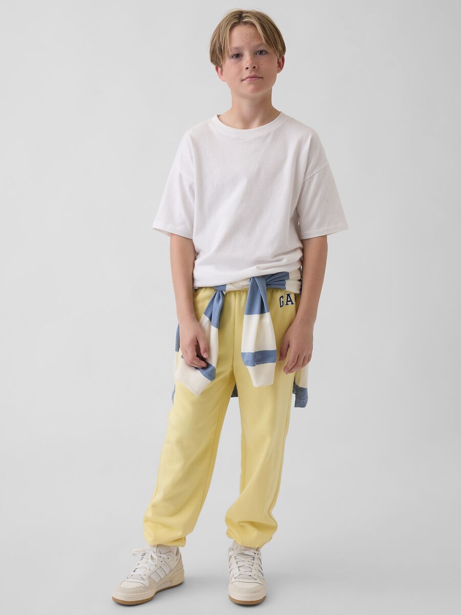 Boys' Regular Fit Yellow Cotton Blend Jogger Trousers_0