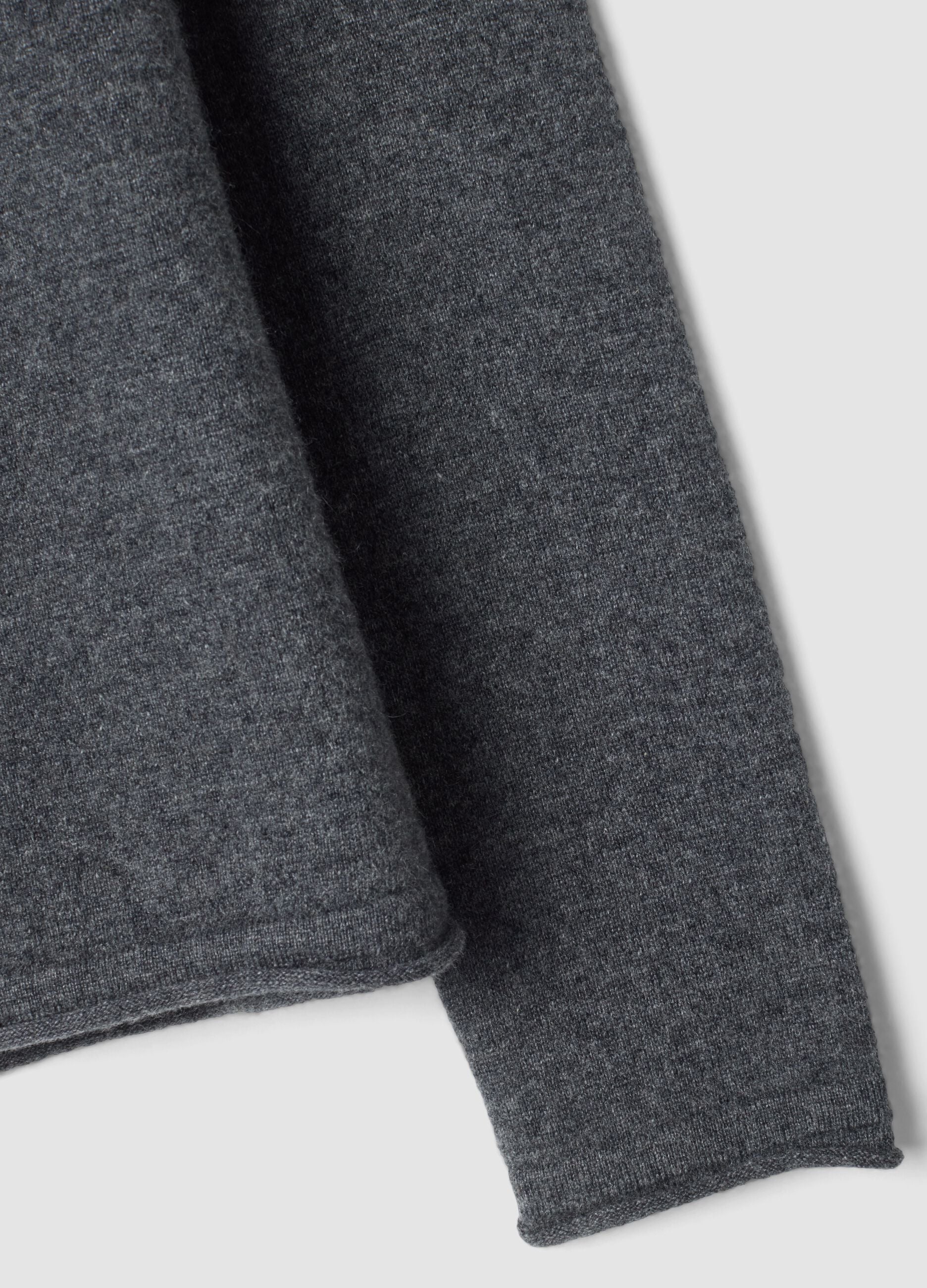 Grey marl pure cashmere polo-collar jumper, regular fit