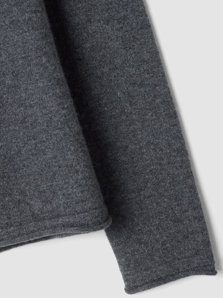 Grey marl pure cashmere polo-collar jumper, regular fit_2