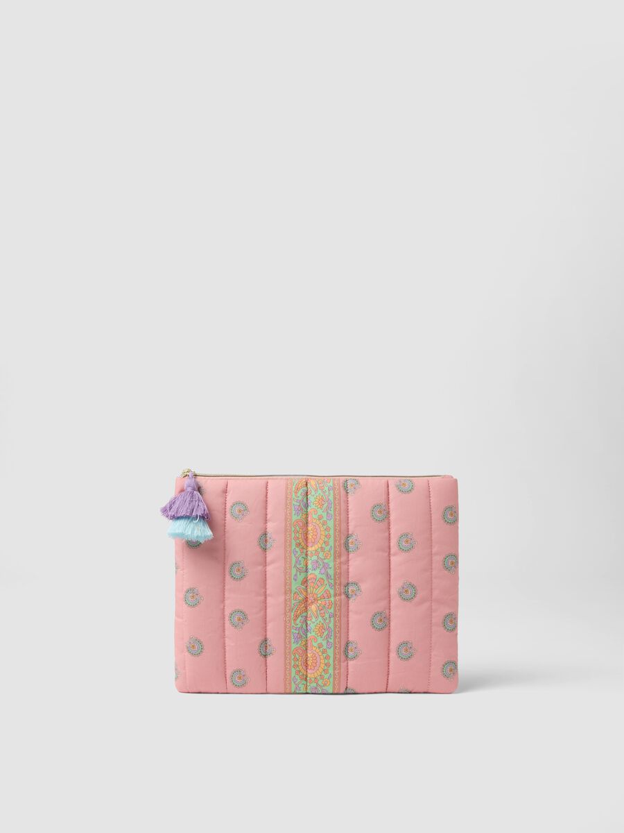 Pink pure cotton pouch with pompom_0