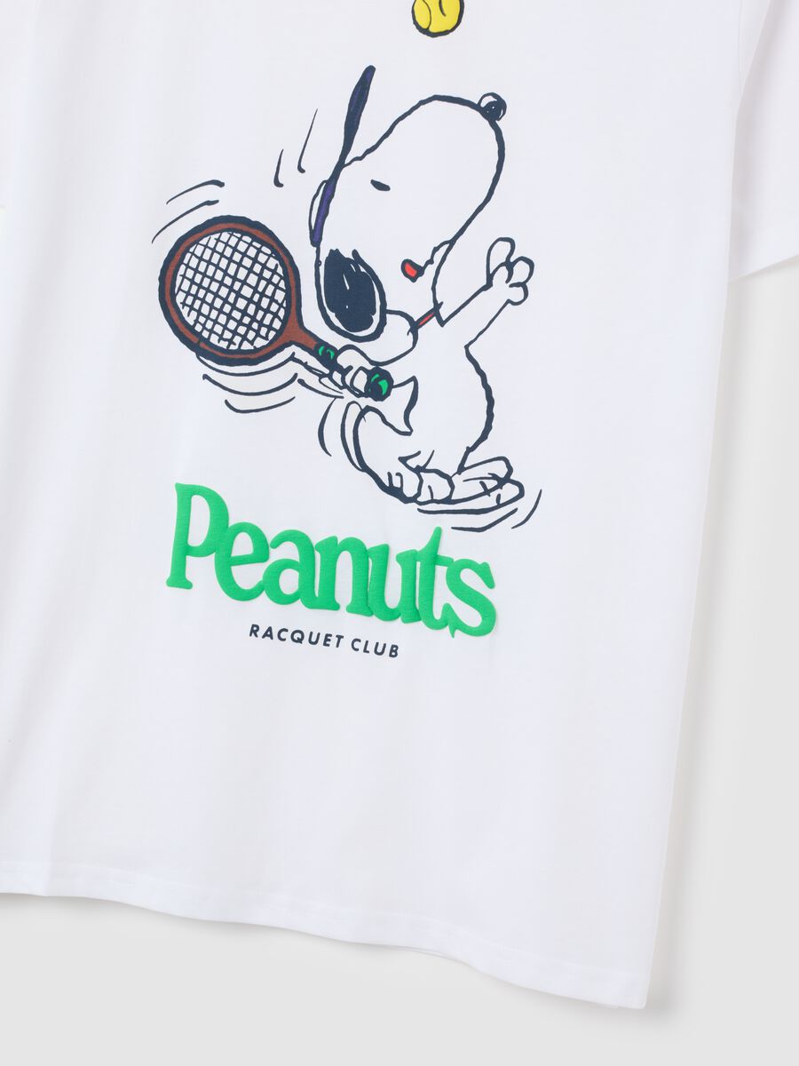 Men's regular fit white cotton T-shirt with Snoopy print_1
