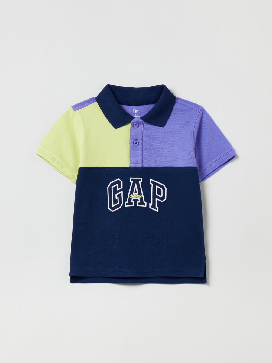 Colour block polo shirt with embroidered Logo_0