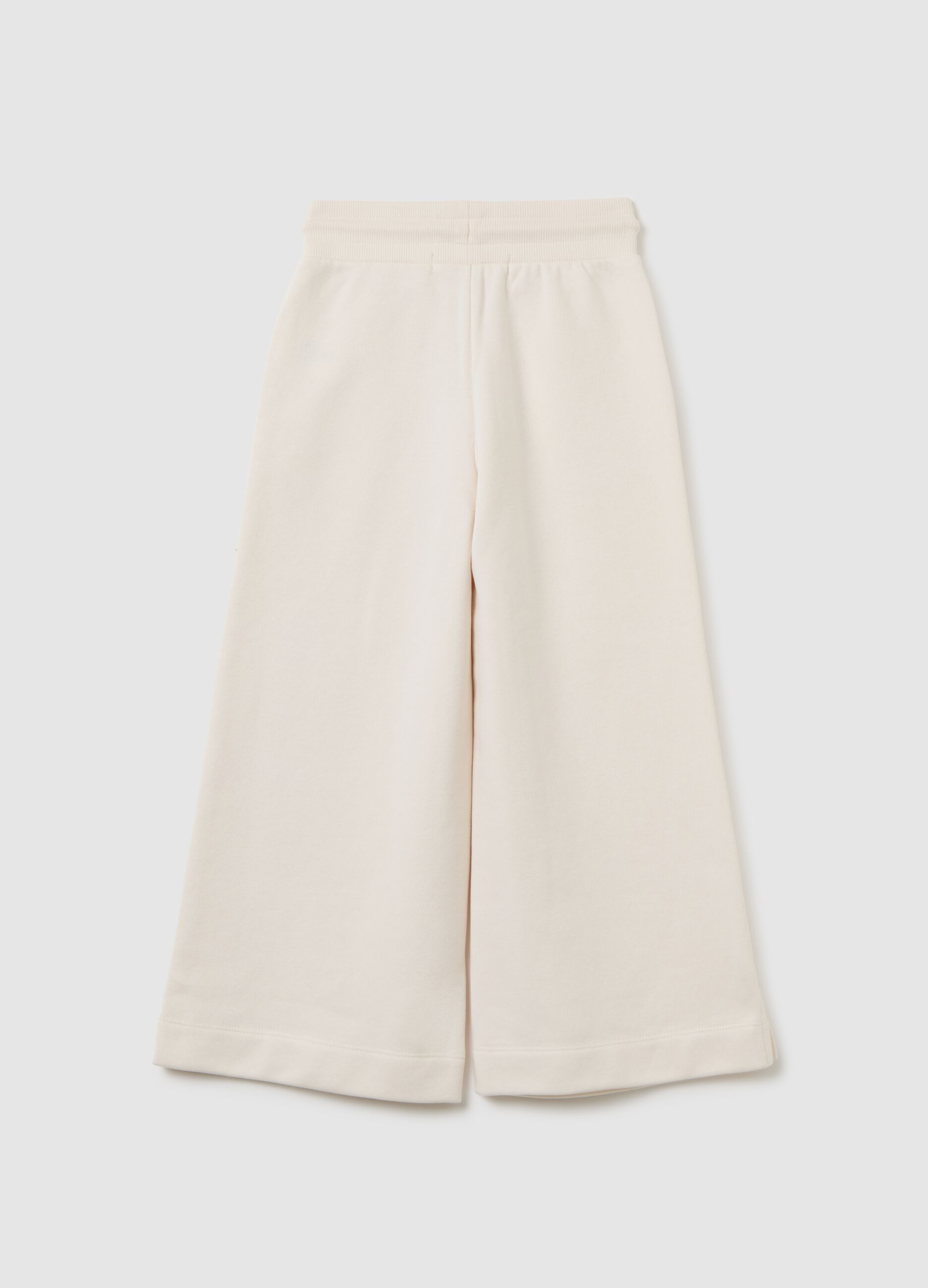 Girls' beige cotton blend jogger trousers