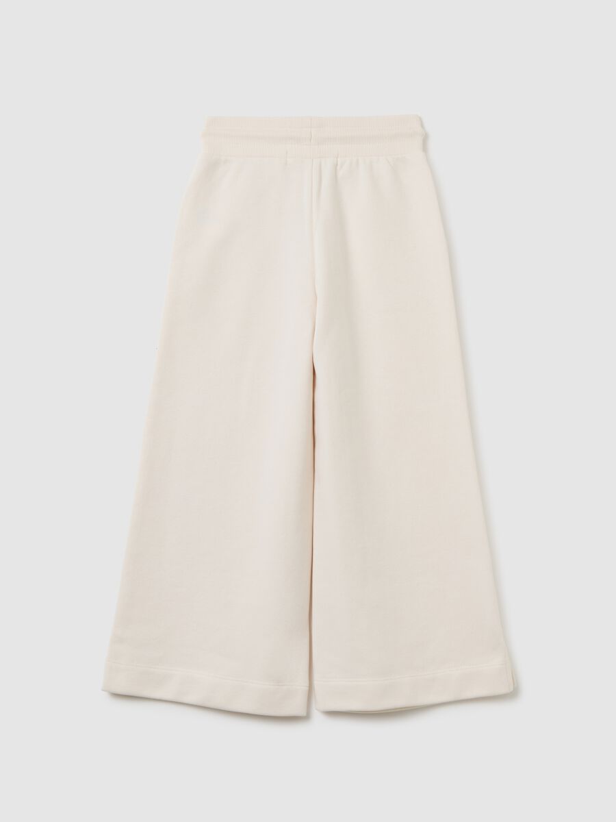Girls' beige cotton blend jogger trousers_1
