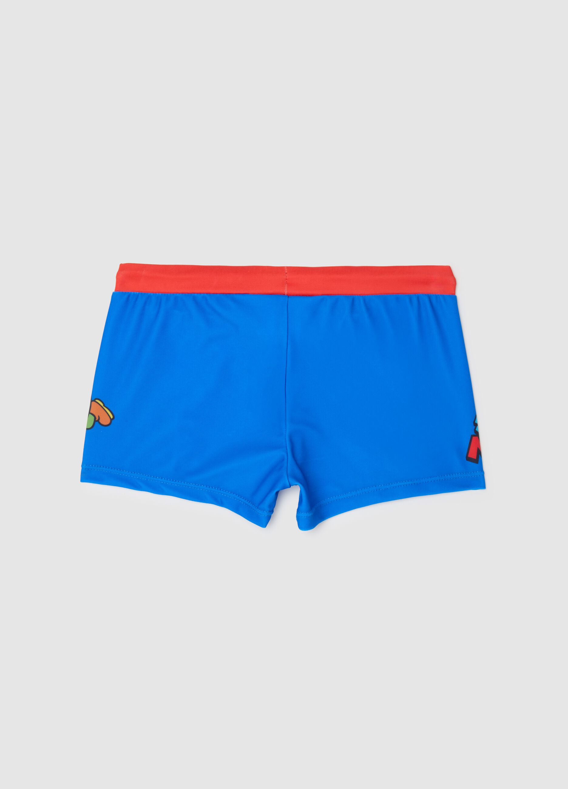 Multicoloured stretch blend children's swimsuit with red accents