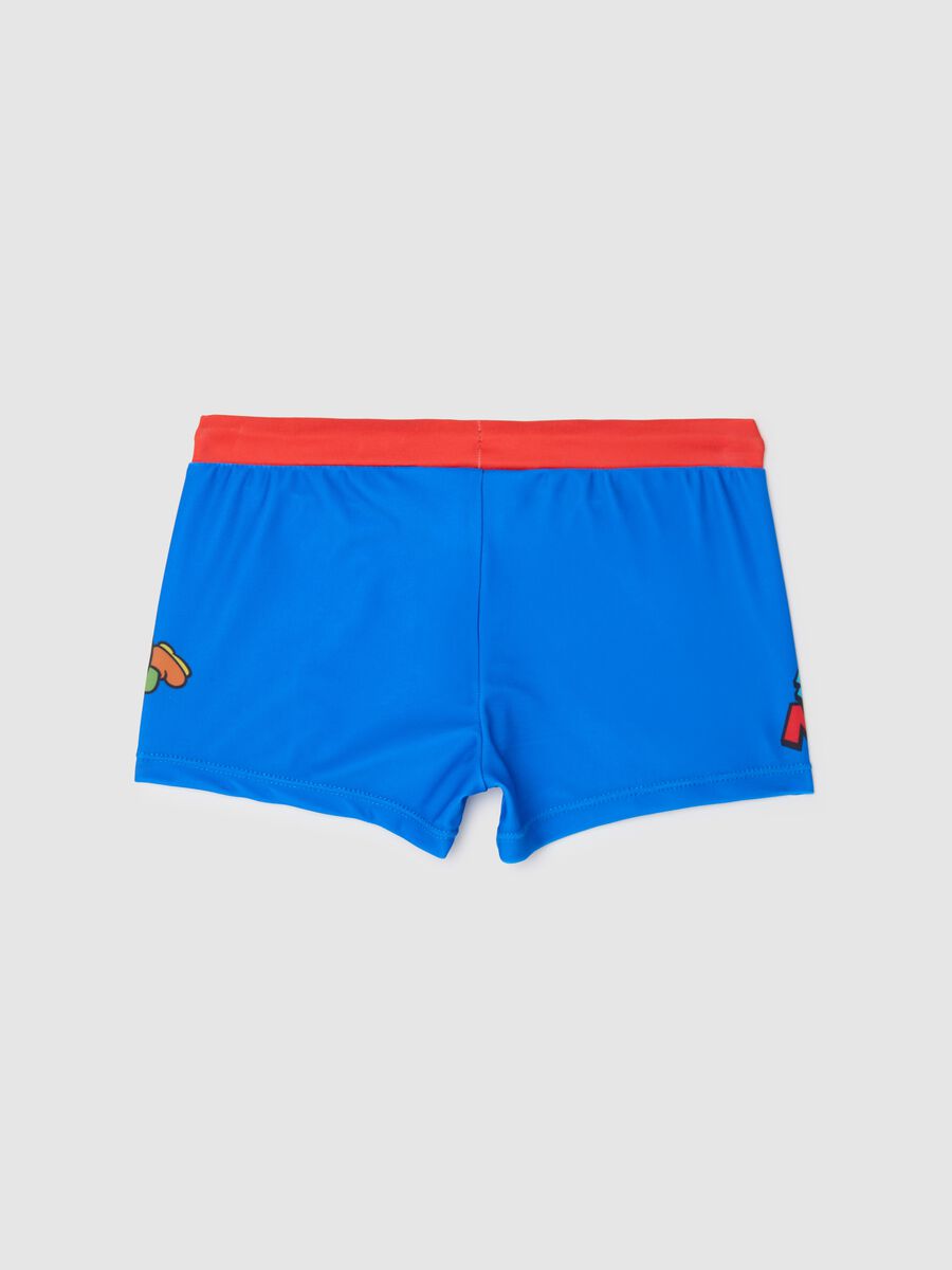 Multicoloured stretch blend children's swimsuit with red accents_1